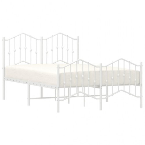 Sengeramme med gavl og fodgærde 120×190 cm - metal, hvid