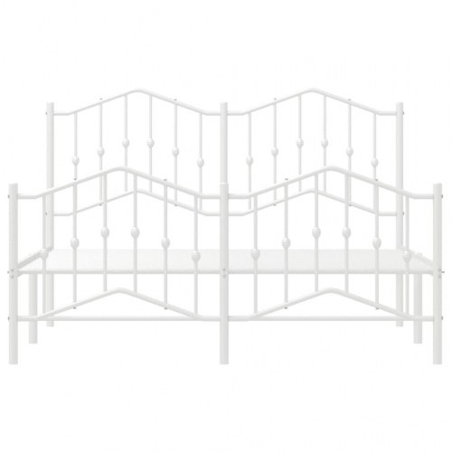 Sengeramme med sengegavl og fodgærde 150x200 cm metal hvid