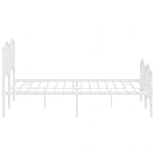 Sengeramme med sengegavl og fodgærde 150x200 cm metal hvid