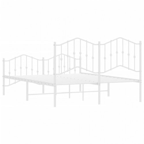 Sengeramme med sengegavl og fodgærde 150x200 cm metal hvid