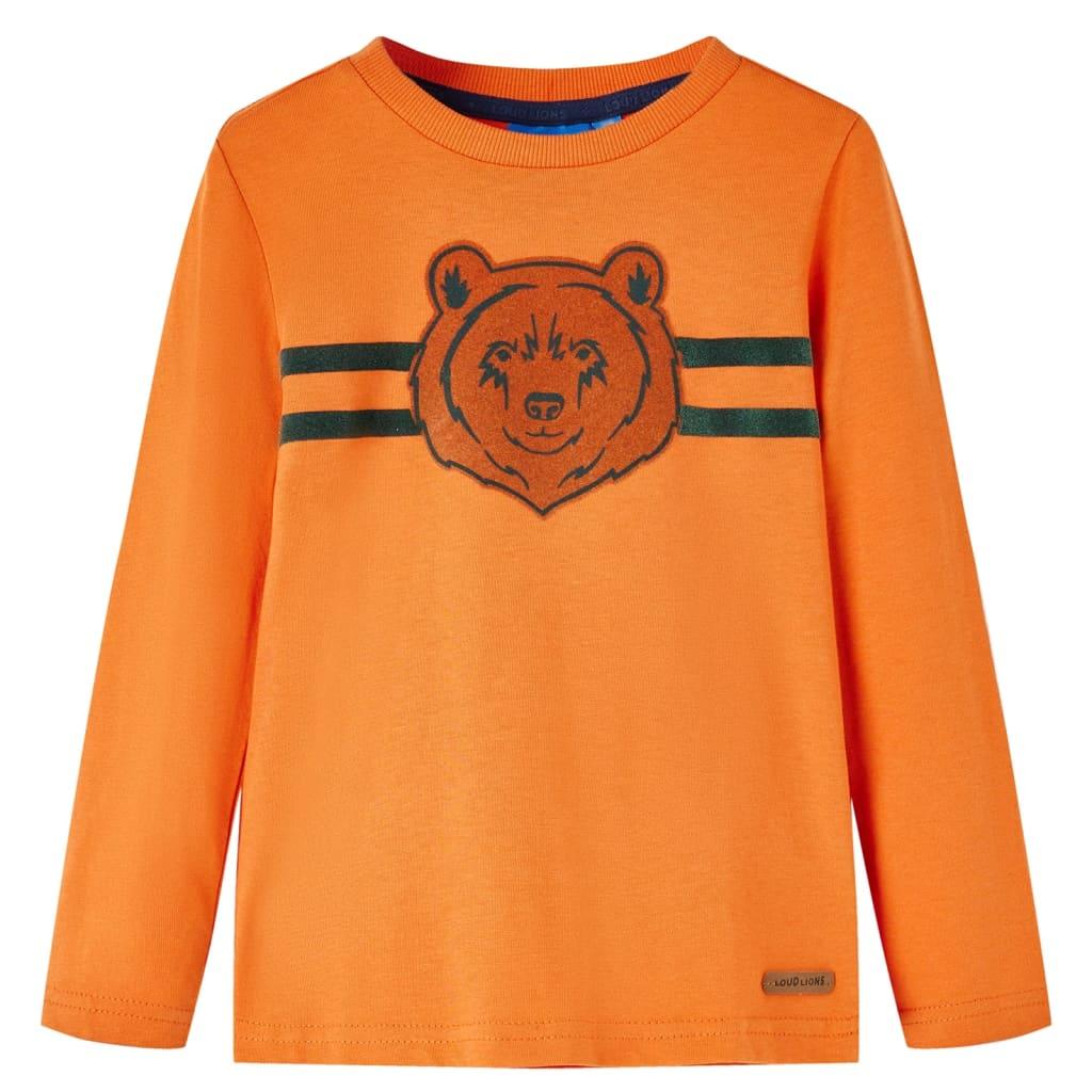 Langærmet T-shirt til børn str. 92 cm orange billede