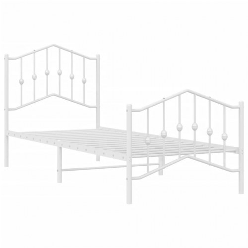 Sengeramme med sengegavl og fodgærde 90x190 cm metal hvid