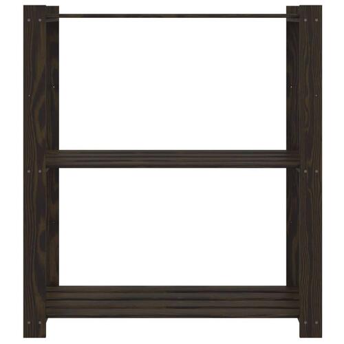 Opbevaringsreol 3 hylder 80x38x90 cm massivt fyrretræ sort