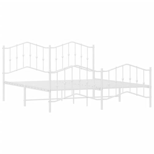 Sengeramme med sengegavl og fodgærde 180x200 cm metal hvid