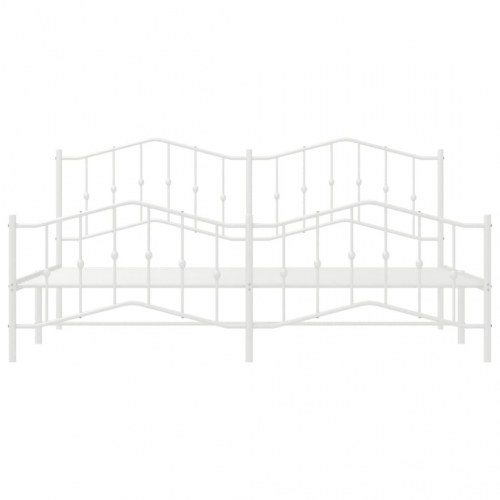 Sengeramme med gavl og fodgærde 193×203 cm - metal, hvid
