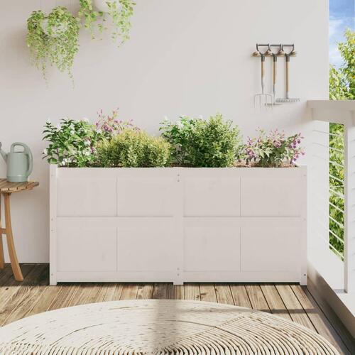 Plantekasse 150x50x70 cm massivt fyrretræ hvid