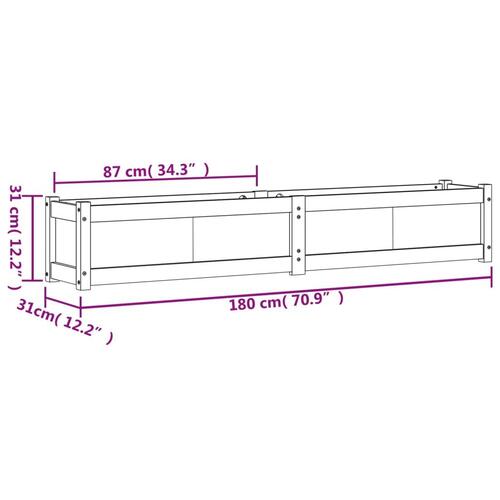 Plantekasse 180x31x31 cm massivt fyrretræ