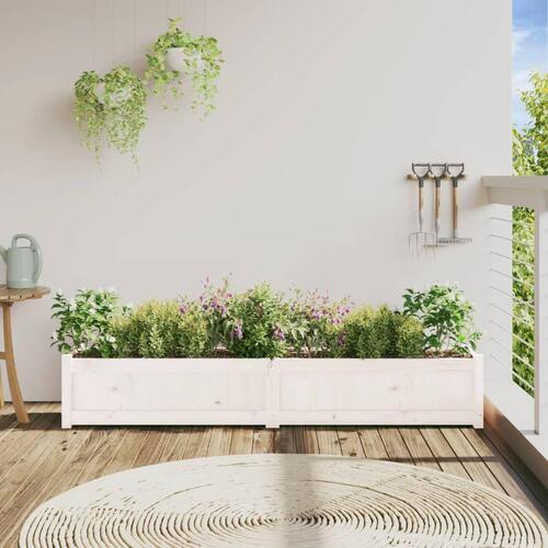 Plantekasse 180x31x31 cm massivt fyrretræ hvid