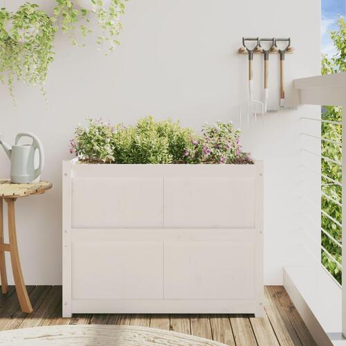 Plantekasse 90x50x70 cm massivt fyrretræ hvid