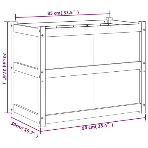 Plantekasse 90x50x70 cm massivt fyrretræ hvid