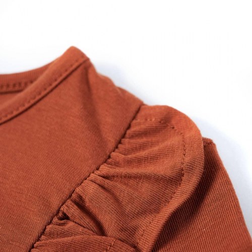 Langærmet T-shirt til børn str. 92 cognacfarvet