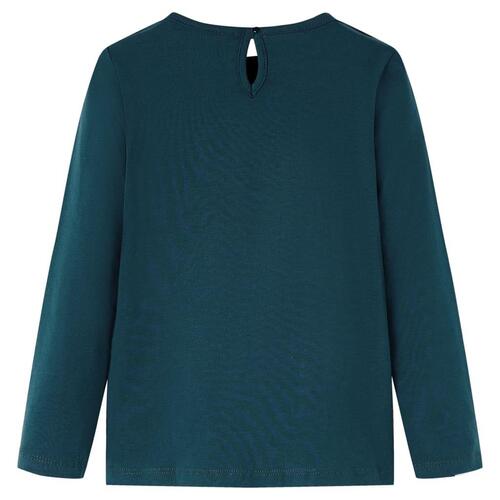 Langærmet T-shirt til børn str. 116 mørkegrøn