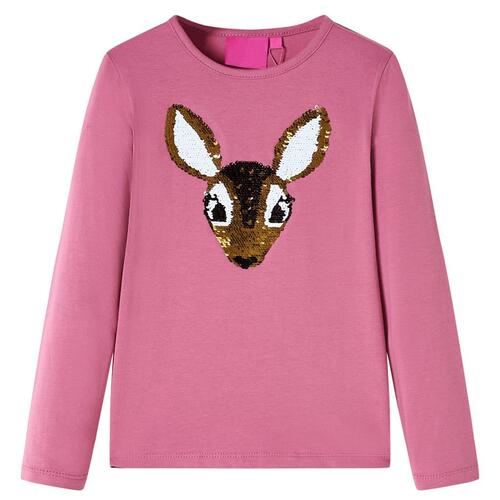 Langærmet T-shirt til børn str. 116 pink