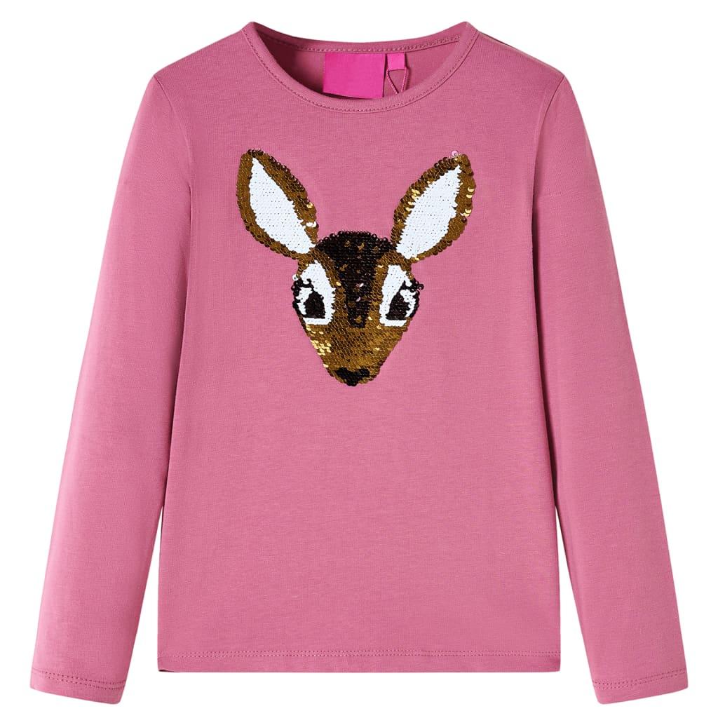 Langærmet T-shirt til børn str. 116 pink