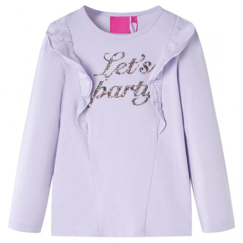 Langærmet T-shirt til børn str. 128 - lyslilla