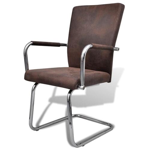 Spisebordsstole med cantilever 2 stk. åndbart kunstlæder brun