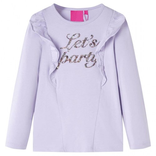 Langærmet T-shirt til børn str. 104 - lyslilla