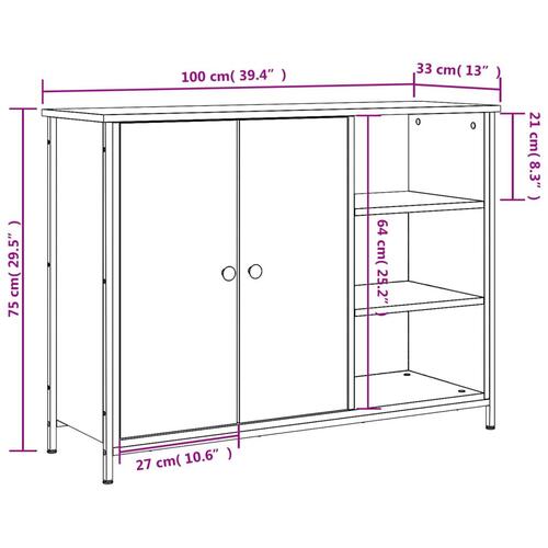 Skænk 100x33x75 cm konstrueret træ sort