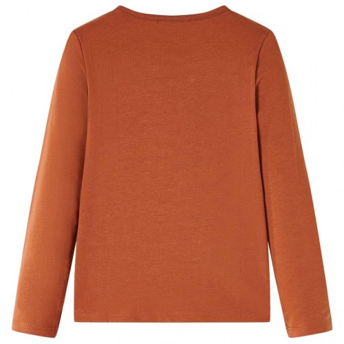 Langærmet T-shirt til børn - cognacfarvet, str. 104