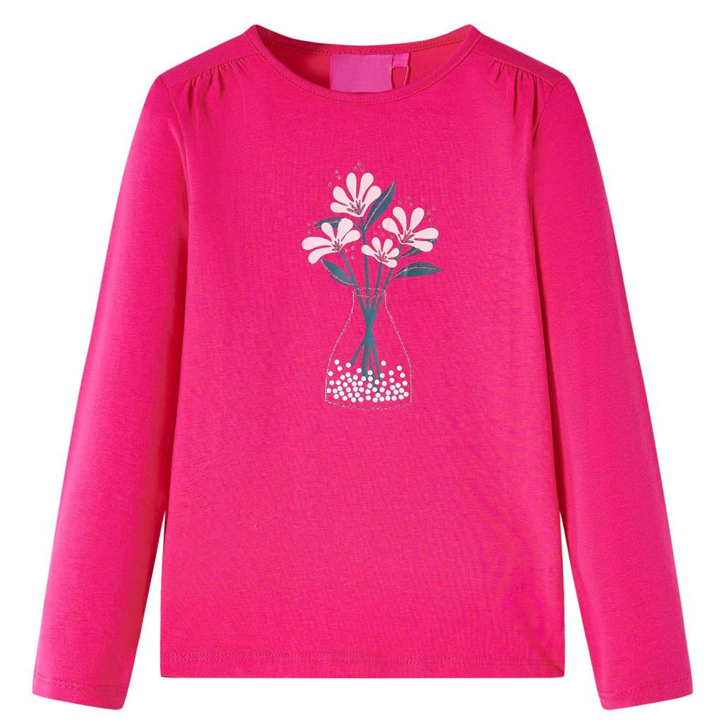 Langærmet T-shirt til børn str. 92 pink