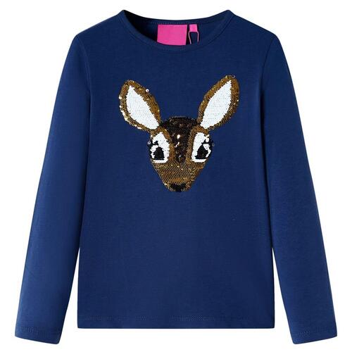 Langærmet T-shirt til børn str. 104 marineblå