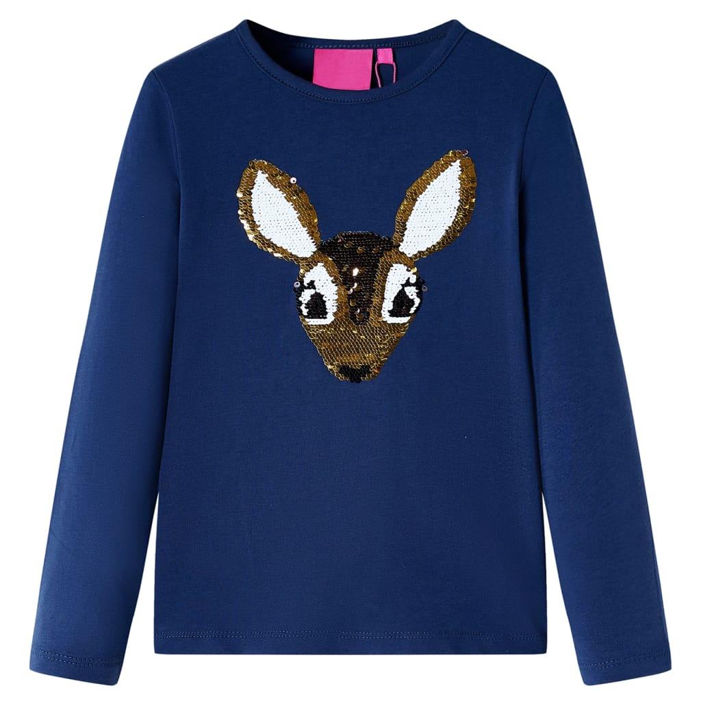 Langærmet T-shirt til børn str. 104 marineblå