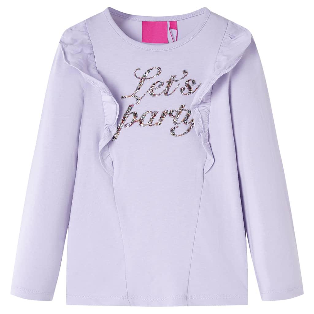 Langærmet T-shirt til børn str. 92 lyslilla