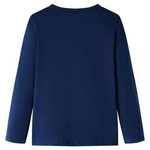 Langærmet T-shirt til børn str. 128 marineblå