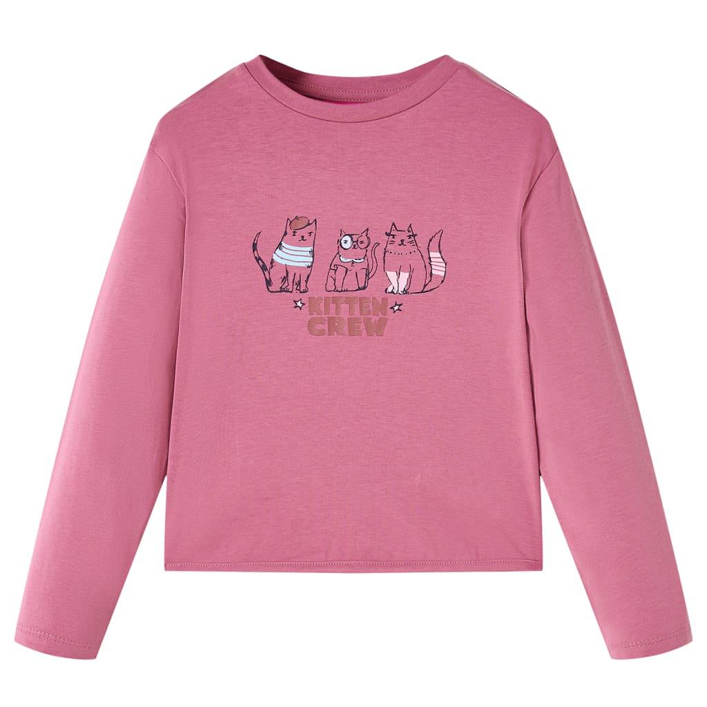 Langærmet T-shirt til børn str. 104 cm pink billede