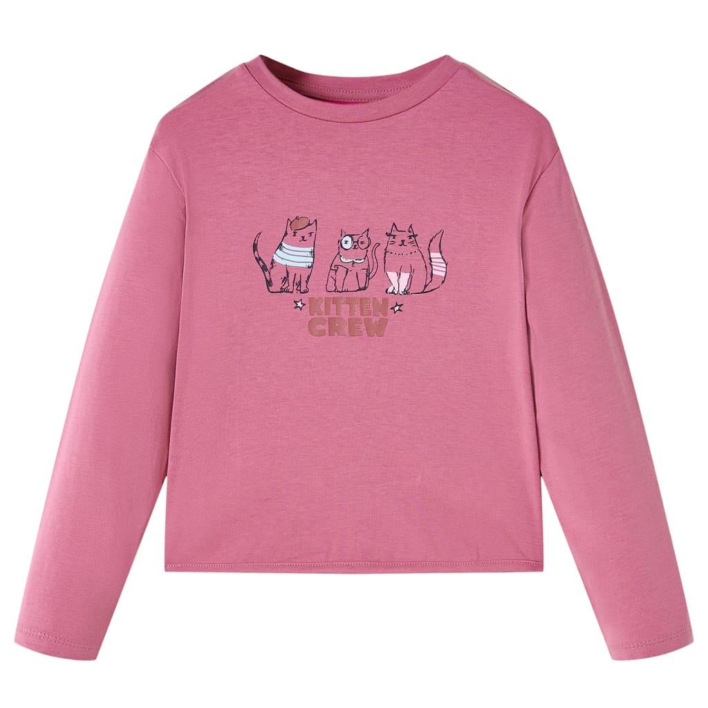 Langærmet T-shirt til børn str. 128 cm pink