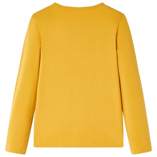 Langærmet T-shirt til børn str. 92 okkergul