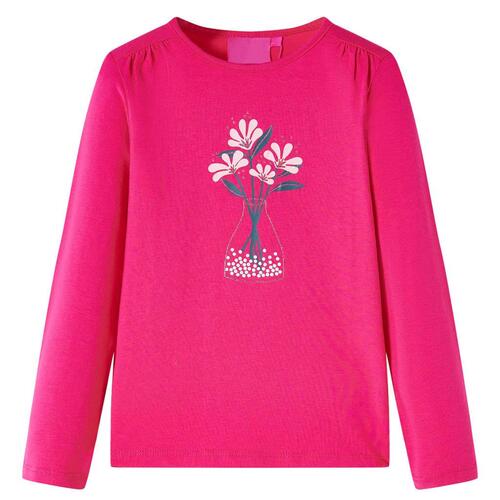 Langærmet T-shirt til børn str. 128 pink