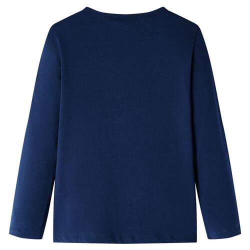 Langærmet T-shirt til børn str. 116 marineblå