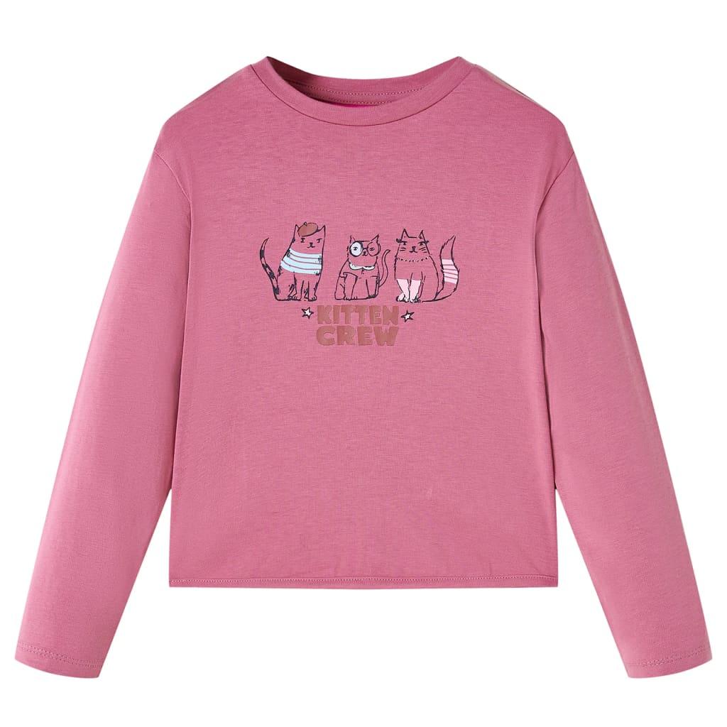 Langærmet T-shirt til børn str. 92 cm pink