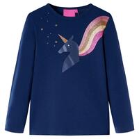 Langærmet T-shirt til børn str. 140 marineblå