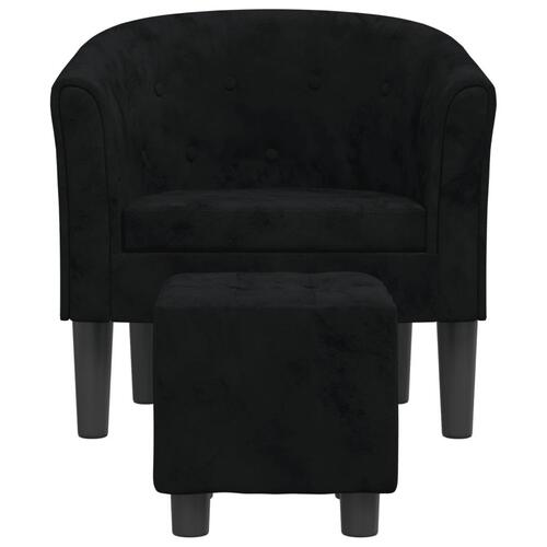 Lænestol med fodskammel velour sort