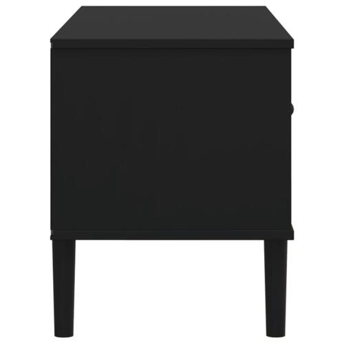 Tv-bord SENJA 106x40x49 cm rattan-look massivt fyrretræ sort