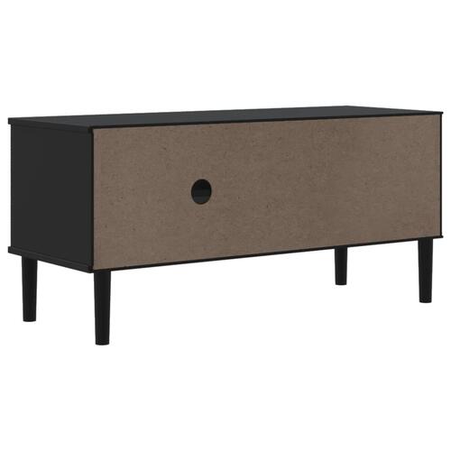 Tv-bord SENJA 106x40x49 cm rattan-look massivt fyrretræ sort