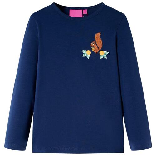 Langærmet T-shirt til børn str. 92 marineblå