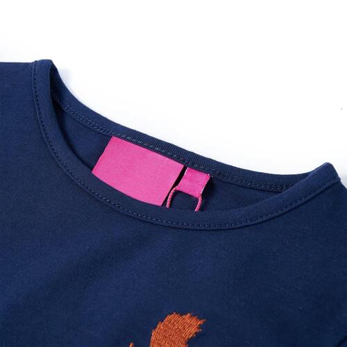 Langærmet T-shirt til børn str. 92 marineblå
