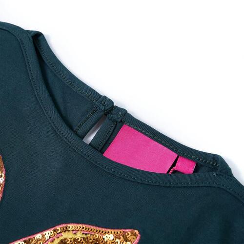 Langærmet T-shirt til børn str. 128 mørkegrøn