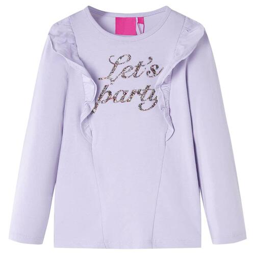 Langærmet T-shirt til børn str. 140 lyslilla