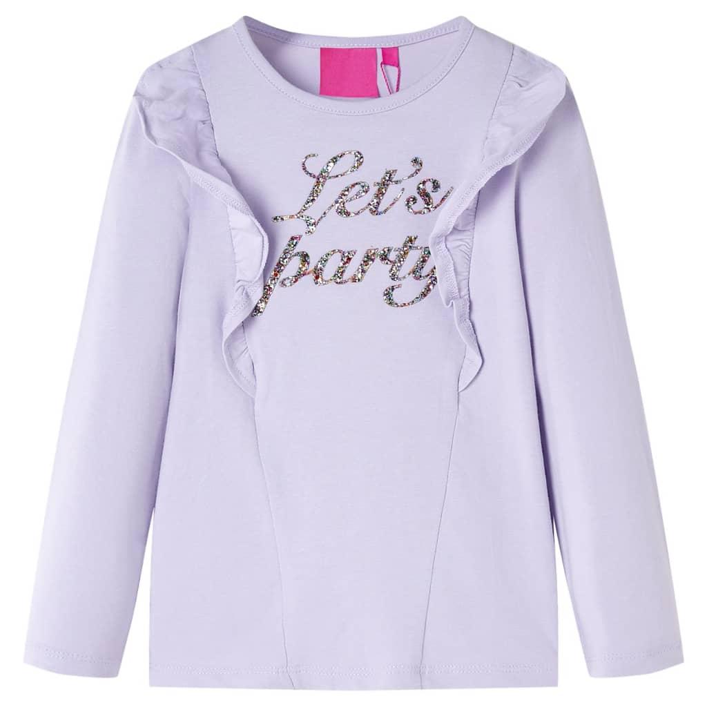 Langærmet T-shirt til børn str. 116 lyslilla