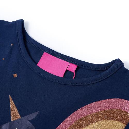Langærmet T-shirt til børn str. 92 marineblå