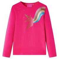 Langærmet T-shirt til børn str. 116 pink