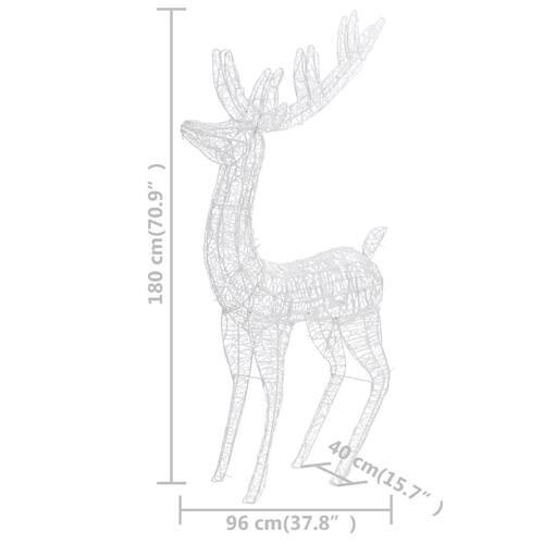 Julerensdyr med 250 LED-lys 180 cm str. XXL akryl varm hvid