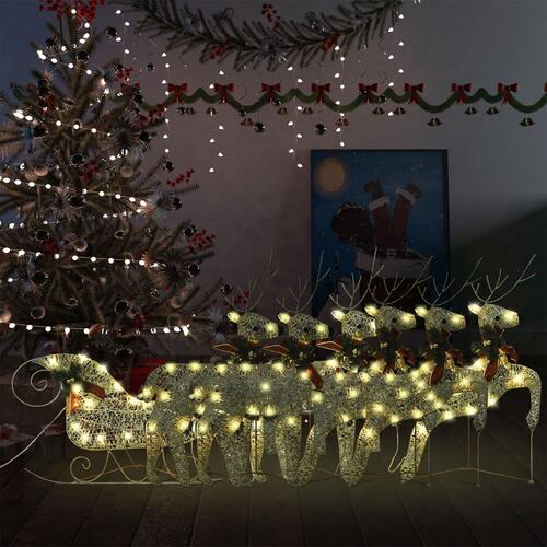Rensdyr og kane 140 LED'er udendørs juledekoration akryl gylden