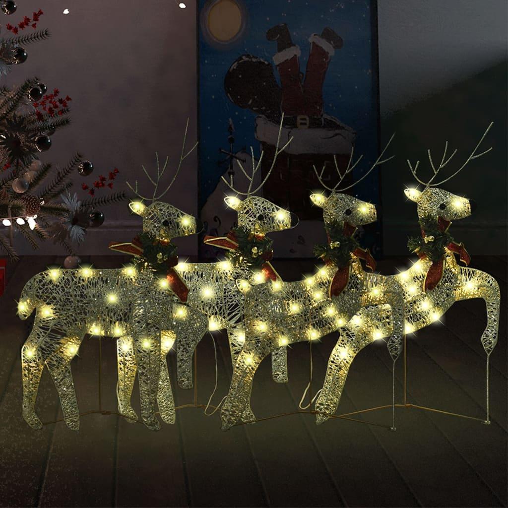 Julerensdyr 4 stk. 80 LED'er guldfarvet