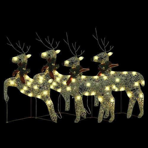 Julerensdyr 4 stk. 80 LED'er guldfarvet