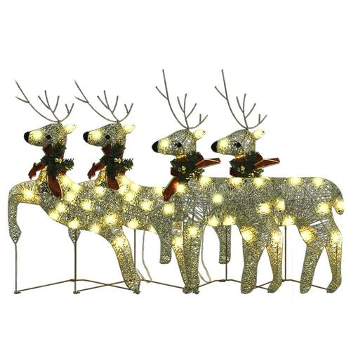 Julerensdyr 4 stk. 80 LED'er guldfarvet